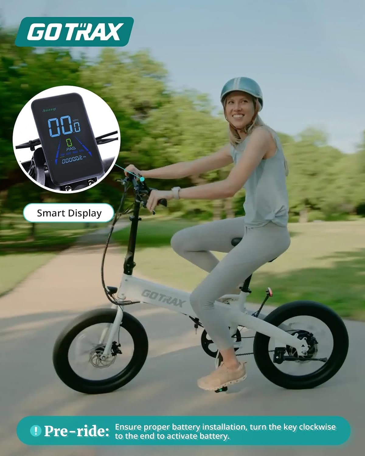 Gotrax R1 Folding Electric Bike – 20″ with 500W Peak Motor & 40 Mile Range – R1 White