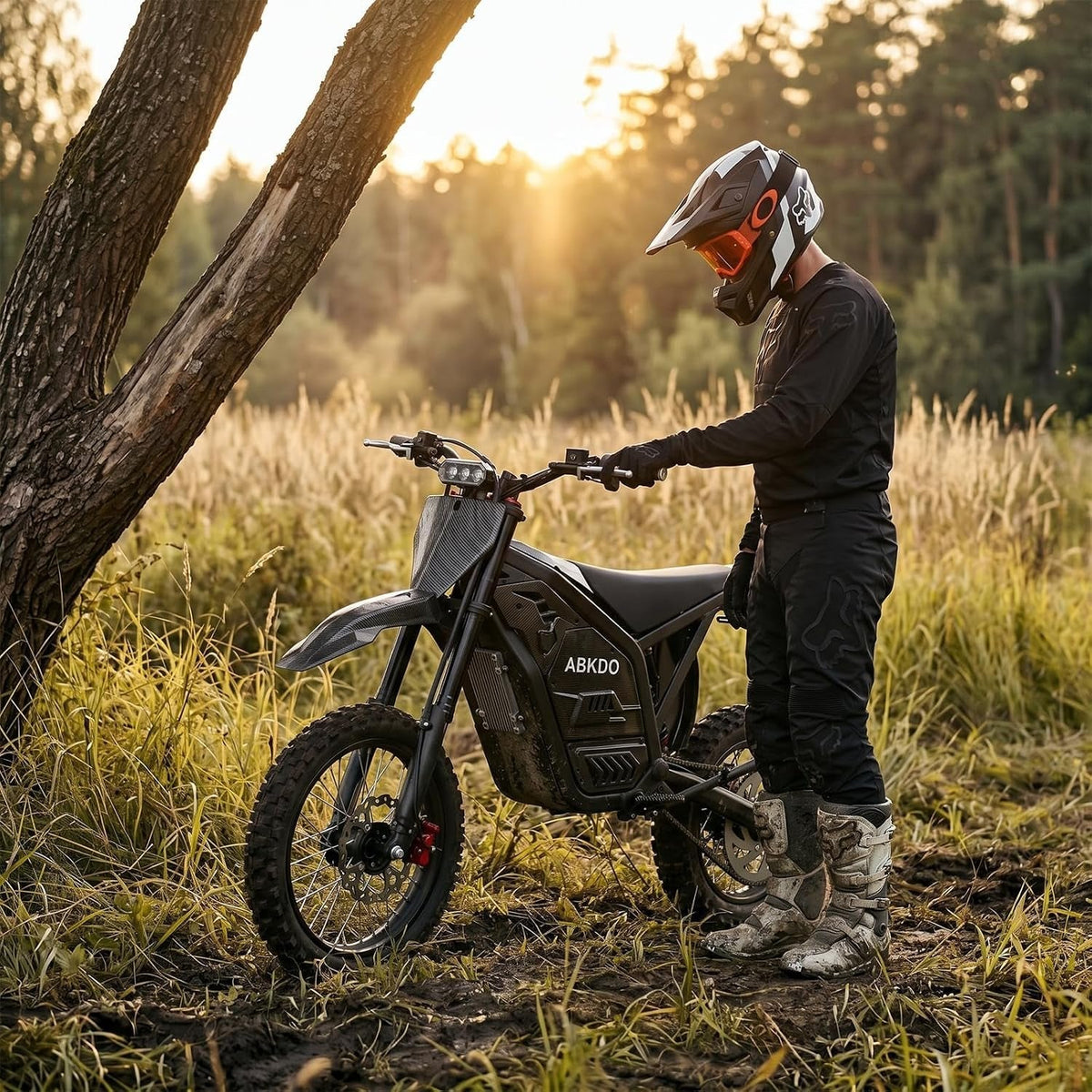ABKDO EDB002 Electric Dirt Bike – 4000W Peak Motor with 48V 23Ah Battery & 45 MPH – EDB002