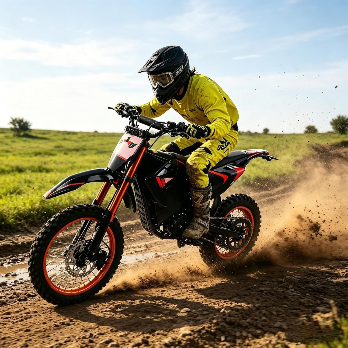 ONK Electric Dirt Bike – 4500W Peak Motor with 60V 28.8Ah Battery & Full Suspension – 1.7V
