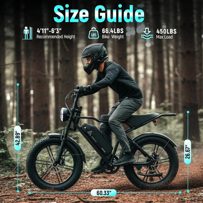 TS TST GRP LLC Electric Bike – 1500W Peak Motor with 48V 15Ah Battery & Fat Tires