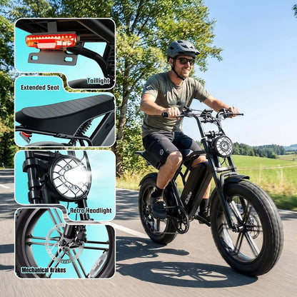 TS TST GRP LLC R004 Electric Bike – 1500W Peak Motor with 48V 15Ah Battery & Fat Tires