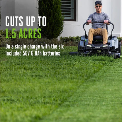 EGO POWER+ Z6 42-in Zero Turn Riding Mower, with 6.0Ah Batteries and 800W Charger zt4214l