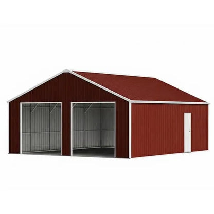 Noble House Tavish Outdoor 23 ft. W x 22 ft. D Reddish Brown Metal Garage Storage Shed with Dual Frame Doors