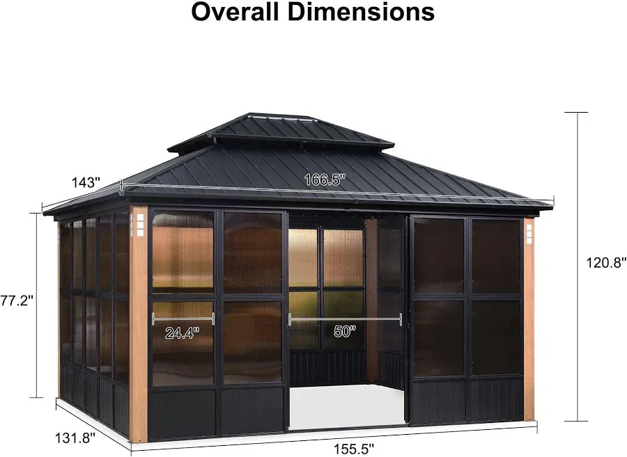 PURPLE LEAF Sunroom Hardtop Gazebo Luxurious Outdoor Living Space