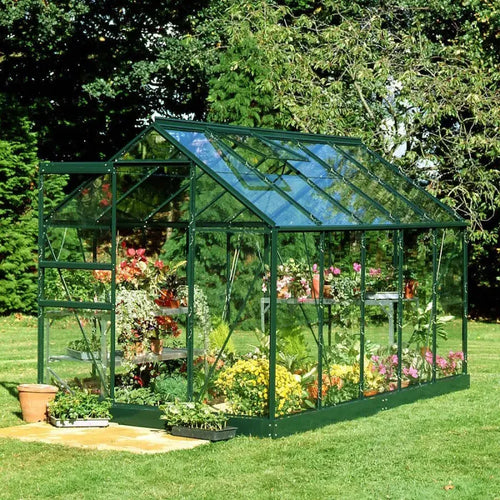6×10 Halls Popular Green Greenhouse – 3mm Toughened Glass