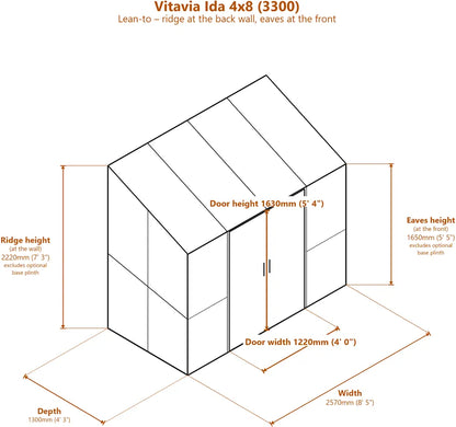 Vitavia IDA 3300 Wall Garden 8 x 4 Greenhouse – Green