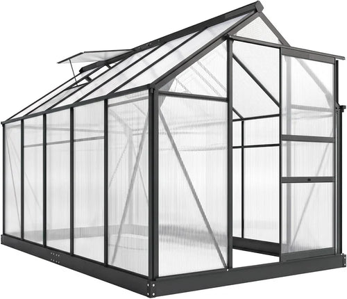 Outsunny 6x10ft Walk-in Polycarbonate Greenhouse Plant Grow Galvanized