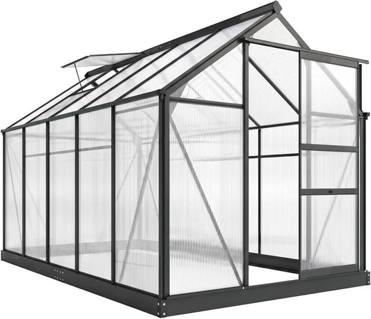 Outsunny 6x10ft Walk-in Polycarbonate Greenhouse Plant Grow Galvanized