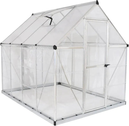 Hybrid 6′ x 8′ Greenhouse – Silver Aluminium Frame & Hybrid Polycarbonate Panels