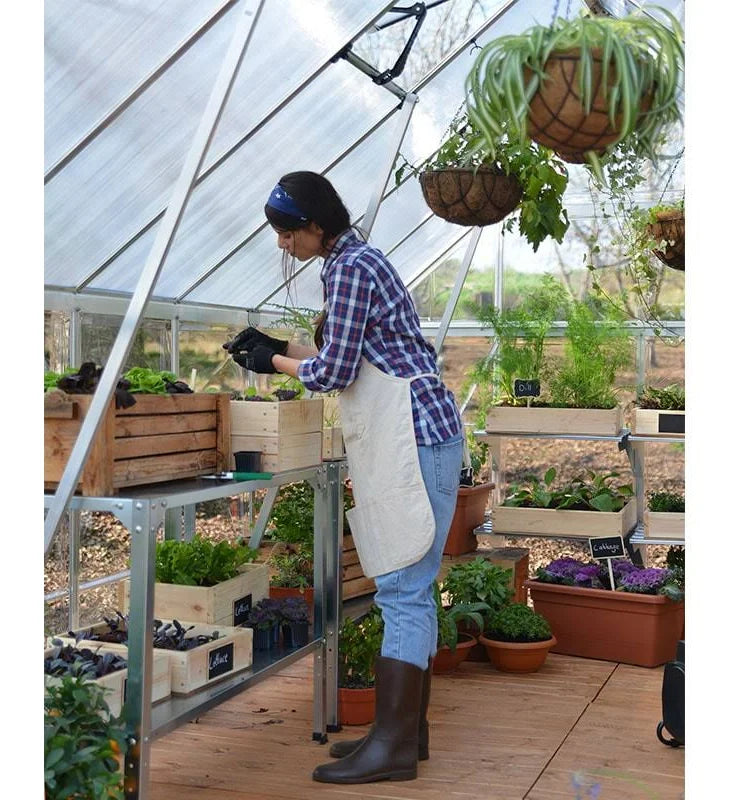 Hybrid 6′ x 8′ Greenhouse – Silver Aluminium Frame & Hybrid Polycarbonate Panels