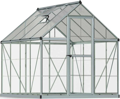 Hybrid 6′ x 8′ Greenhouse – Silver Aluminium Frame & Hybrid Polycarbonate Panels
