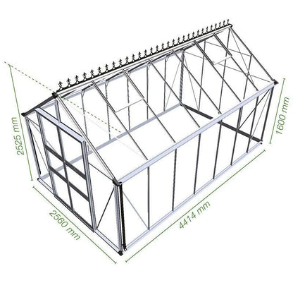 8′ x 14′ Halls Cotswold Blockley Greenhouse with Toughened Glass (2.56m x 4.41m)